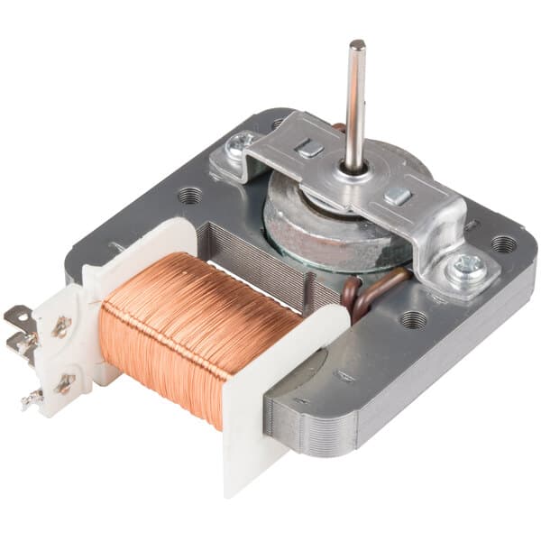 A Solwave fan motor with a copper coil and metal parts.