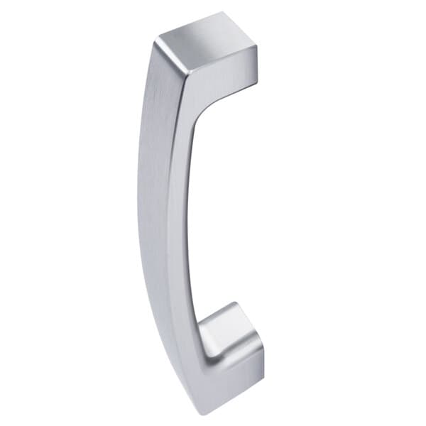 A stainless steel Solwave microwave door handle.