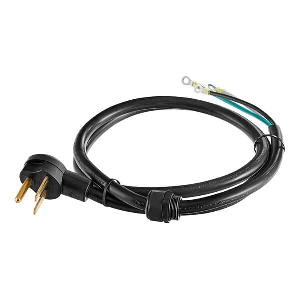A Solwave black power cord with an orange plug.