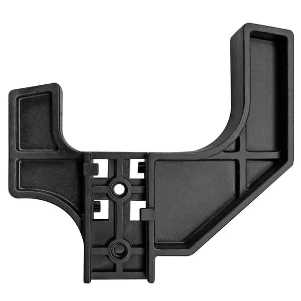 A black plastic Solwave actuator switch bracket with two holes.
