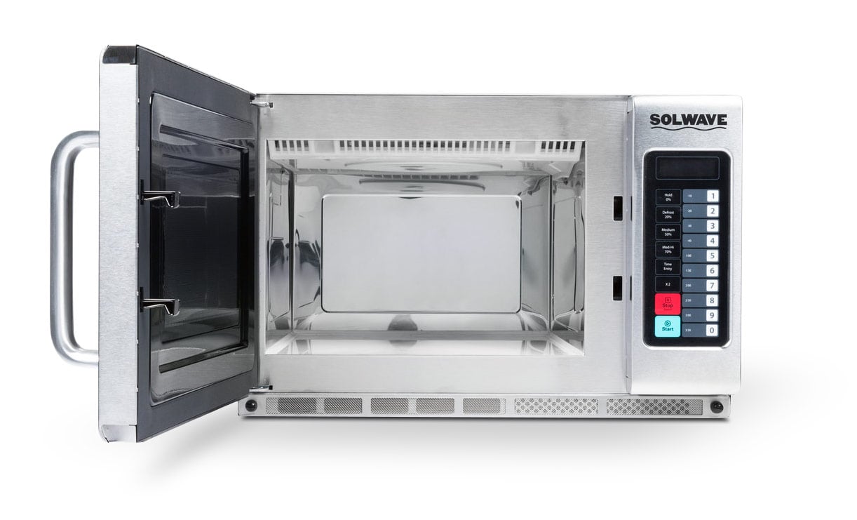 Solwave Stainless Steel Commercial Microwave with Push Button Controls -  120V, 1000W